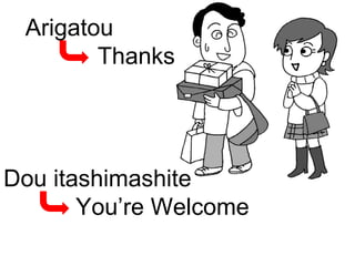 Arigatou Thanks Dou itashimashite You’re Welcome 