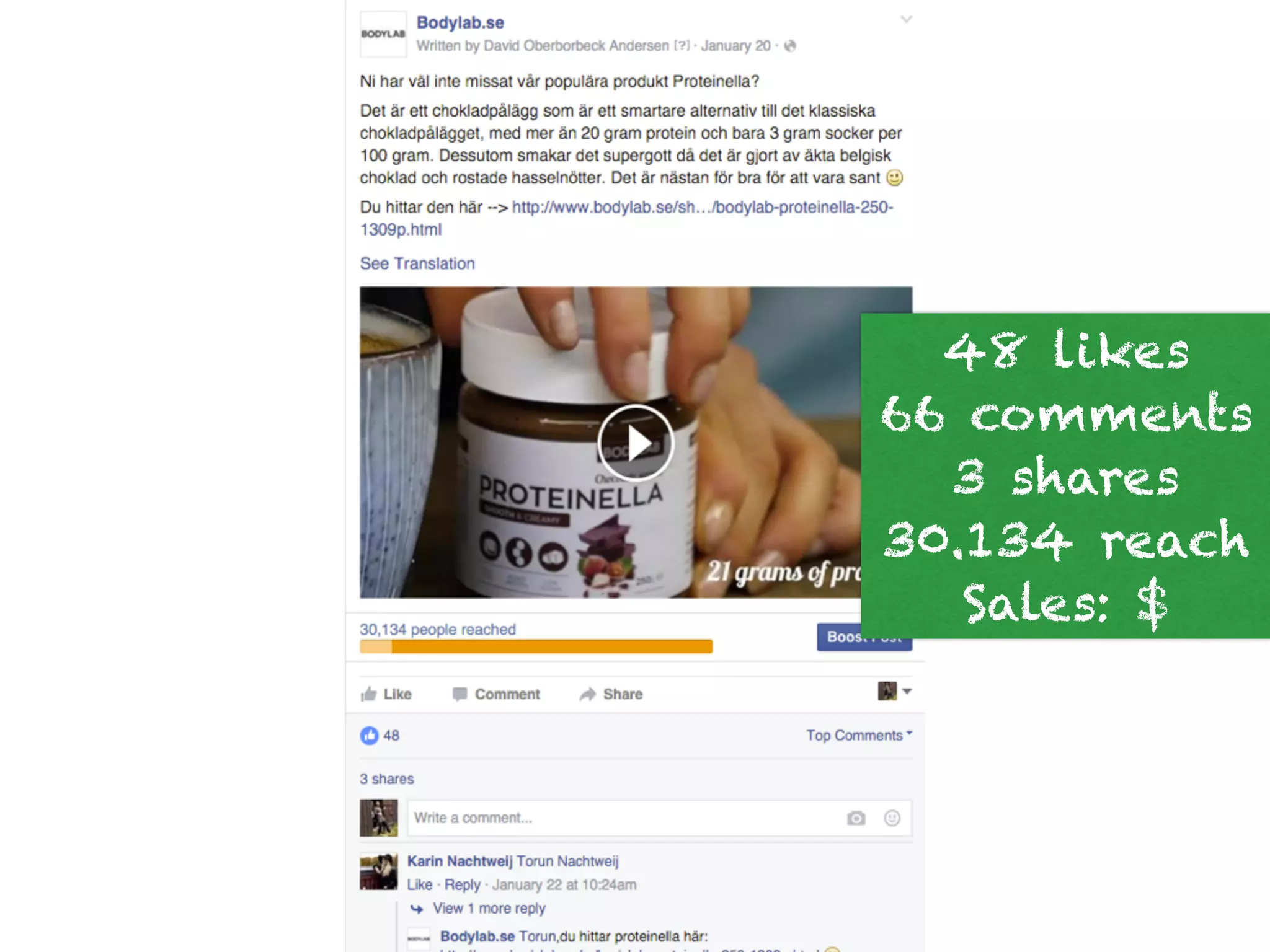 48 likes
66 comments
3 shares
30.134 reach
Sales: $
 