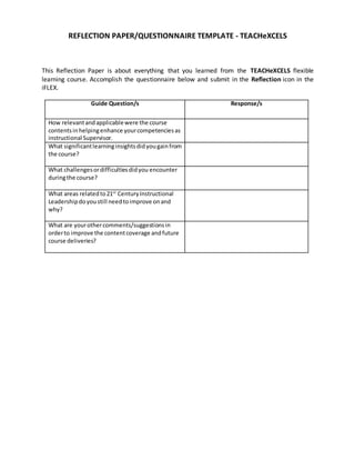 reflection paper template
