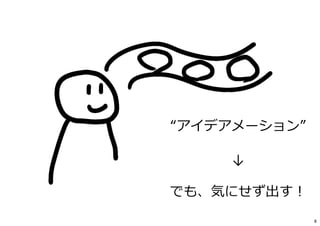 “アイデアメーション”
↓
でも、気にせず出す︕
8
 