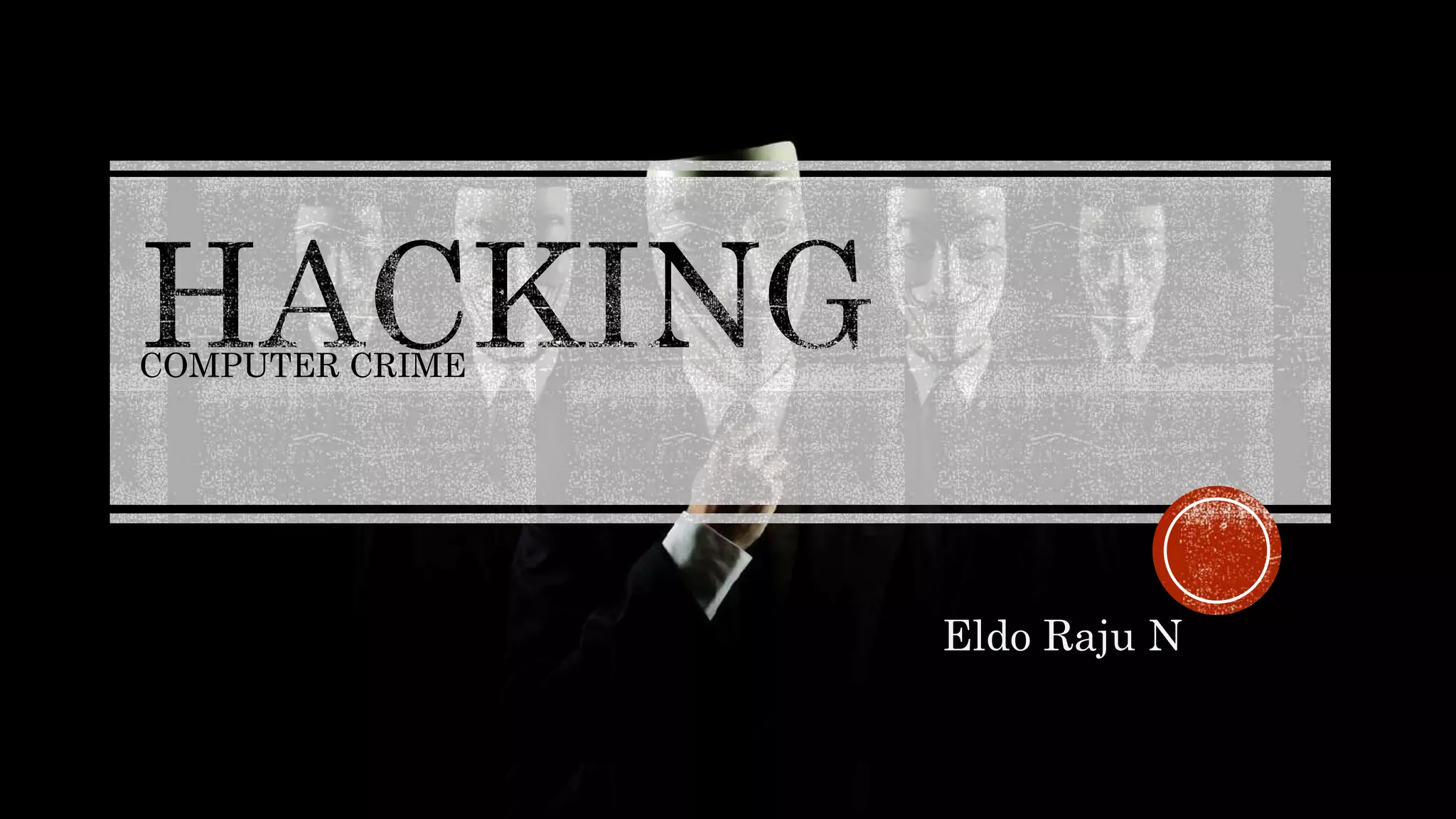 COMPUTER CRIME
Eldo Raju N
 