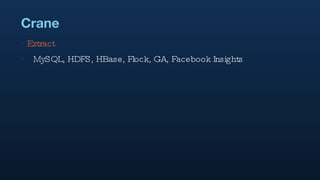 Crane Extract MySQL, HDFS, HBase, Flock, GA, Facebook Insights 