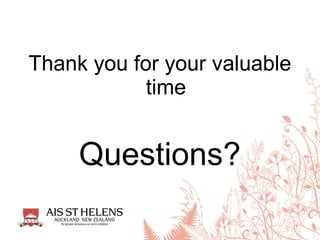 Thank you for your valuable
time
Questions?
 