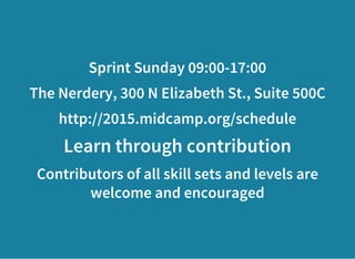 Slides & Notes
bit.ly/midcampREAD
bit.ly/midcampREADslides
bit.ly/drupalREAD
 