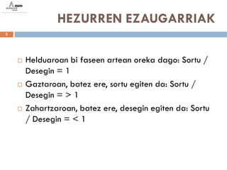 HEZURREN EZAUGARRIAK
5




       Helduaroan bi faseen artean oreka dago: Sortu /
        Desegin = 1
       Gaztaroan, batez ere, sortu egiten da: Sortu /
        Desegin = > 1
       Zahartzaroan, batez ere, desegin egiten da: Sortu
        / Desegin = < 1
 