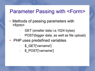 Parameter Passing & Session Tracking in PHP | PPT