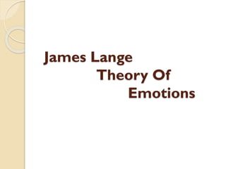 James Lange
Theory Of
Emotions
 