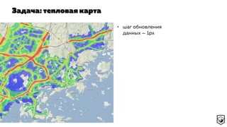 Задача: тепловая карта
• шаг обновления
данных — 1px
 