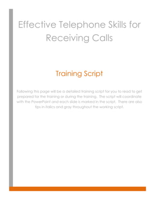 Basic Training Phone Call Script Telephone skills training_manual | PDF