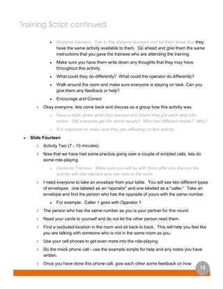 Basic Training Phone Call Script Telephone skills training_manual | PDF