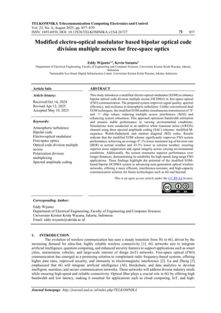 Modified electro-optical modulator based bipolar optical code division ...