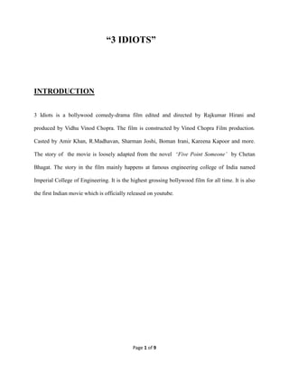 Movie Review 3 Idiots PDF