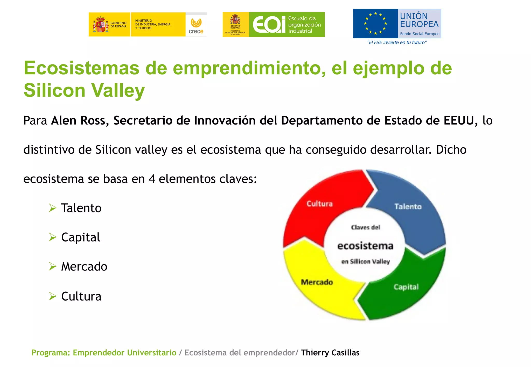 Ecosistema del emprendedor Emprendedor Universitario | PDF