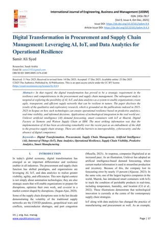 Digital Transformation in Procurement and Supply Chain Management ...