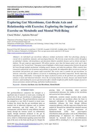 Exploring Gut Microbiome, Gut-Brain Axis and Relationship with Exercise ...