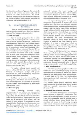 A Review on Recent Advances of Packaging in Food Industry | PDF