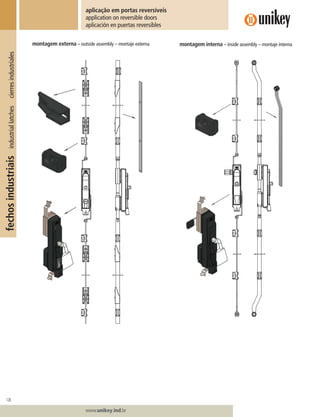 128
Lorem ipsum dolor
Lorem ipsum dolor
Lorem ipsum dolor
www.unikey.ind.br
fechosindustriaisindustriallatchescierresindustriales aplicação em portas reversíveis
application on reversible doors
aplicación en puertas reversibles
montagem interna – inside assembly – montaje internamontagem externa – outside assembly – montaje externa
 