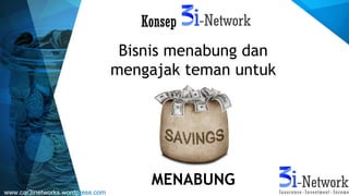 Bisnis menabung dan
mengajak teman untuk
MENABUNG
Konsep
www.car3inetworks.wordpress.com
 