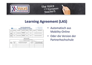 Learning Agreement (LAS)
• Automatisch aus
Mobility-Online
• Oder die Version der
Partnerhochschule
 