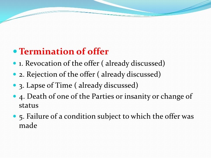 introduction to contract law termination of offer etc
