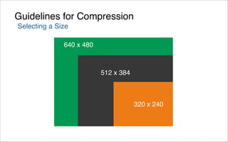 Guidelines for Compression
Selecting a Size

              640 x 480



                          512 x 384



                                      320 x 240
 
