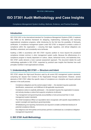 Iso 37301 Checklist.pdf ISO 37301 Audit Methodology and Case Insights | PDF