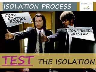 6
A U S T R A L I A
ISOLATION PROCESS
TEST THE ISOLATION
COPY
CONTROL
ROOM…
CONFIRMED..
NO START!
 