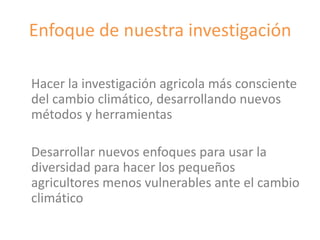 Fortalecimiento de los sistemas de semillas como una estrategia de adaptación al cambio climático para los pequeños agricultores, Por Jacob Van Etten 