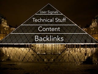 Backlinks
Content
User Signals
Technical Stuff
 