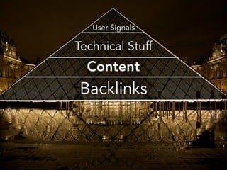 Backlinks
Content
User Signals
Technical Stuff
 
