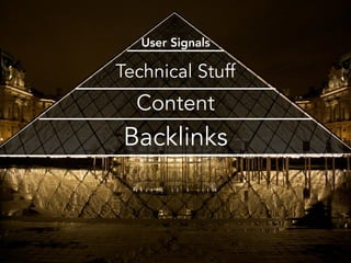 Backlinks
Content
User Signals
Technical Stuff
 