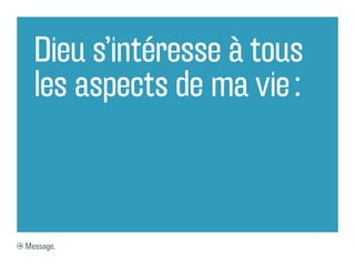 Dieu s’intéresse à tous
  les aspects de ma vie :



Message.
 