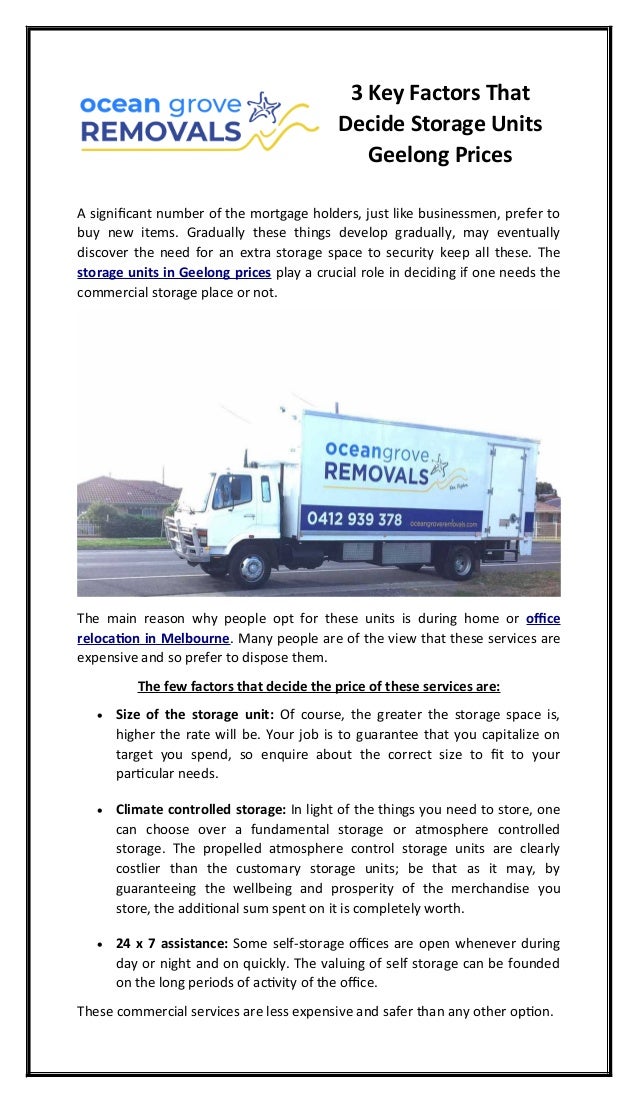 3 key factors that decide storage units geelong prices