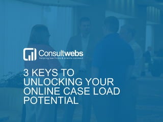 3 KEYS TO
UNLOCKING YOUR
ONLINE CASE LOAD
POTENTIAL
 