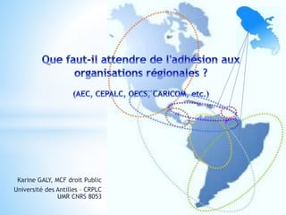 Karine GALY, MCF droit Public
Université des Antilles – CRPLC
UMR CNRS 8053
 