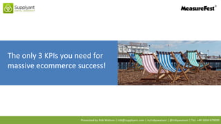 Presented by Rob Watson | rob@supplyant.com | in/robpwatson | @robpwatson | Tel: +44 1604 679099
The only 3 KPIs you need for
massive ecommerce success!
 