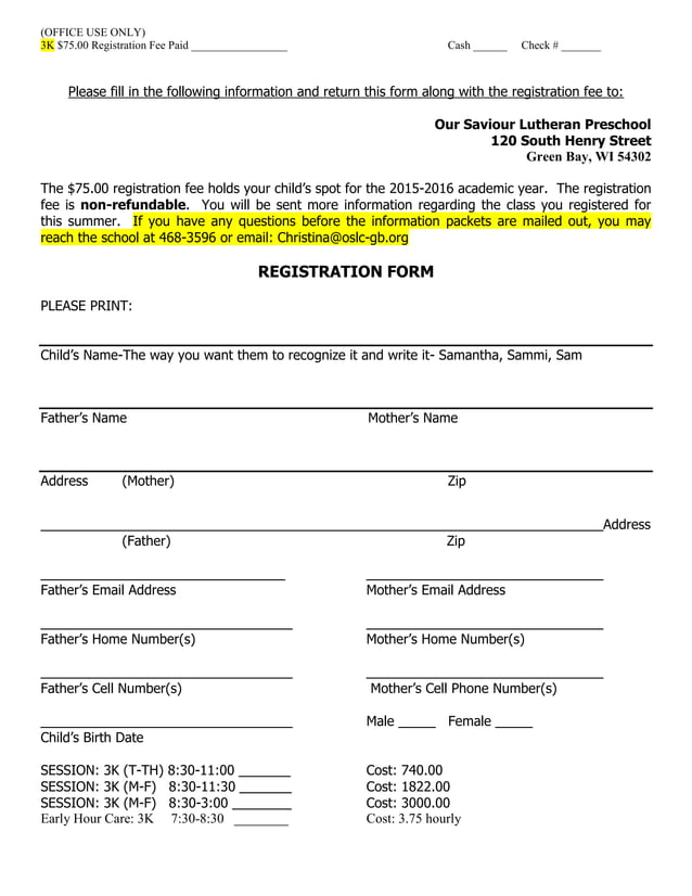 3K Registration Paperwork PDF