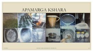 7/25/2021 KSHARA VARGAM, DR.MEENU SWAMINATH 24
APAMARGA KSHARA
 