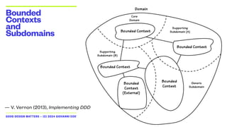 GOOD DESIGN MATTERS — (C) 2024 GIOVANNI COSTAGLIOLA
Bounded
Contexts
and
Subdomains
— V. Vernon (2013), Implementing DDD
 