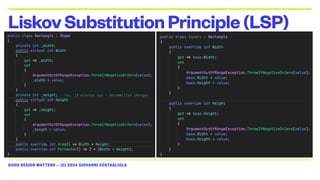 GOOD DESIGN MATTERS — (C) 2024 GIOVANNI COSTAGLIOLA
LiskovSubstitutionPrinciple(LSP)
 