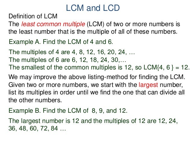 3 lcm and lcd, addition and subtraction of fractions