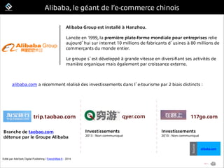 FrenchWeb.fr
Alibaba, le géant de l’e-commerce chinois
!
Alibaba Group est installé à Hanzhou.
Lancée en 1999, la première...