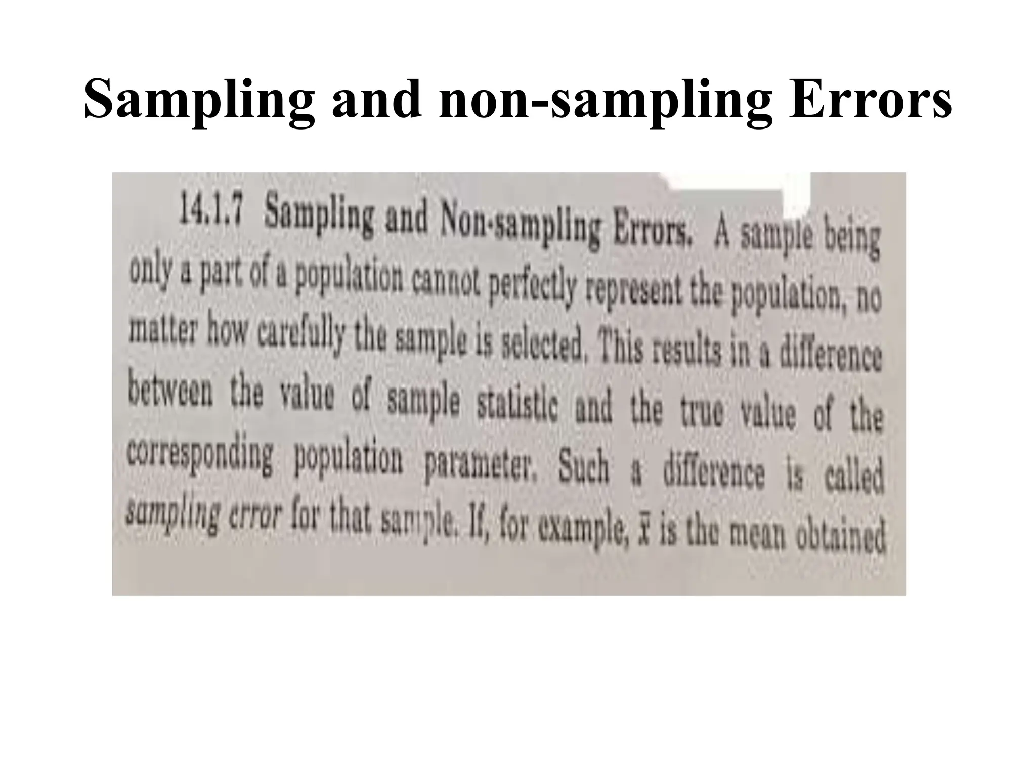 Sampling and non-sampling Errors
