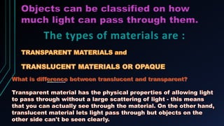 The types of materials are :
 
