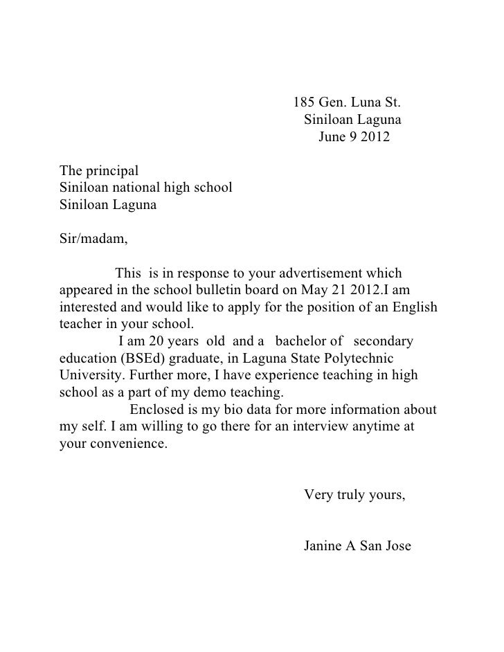 write application letter to school