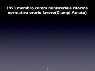 1993 membro comm ministeriale riforma
normativa orario lavoro(Ciampi Amato)




                  7
 