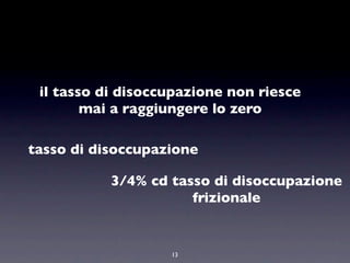il tasso di disoccupazione non riesce
        mai a raggiungere lo zero

tasso di disoccupazione

           3/4% cd tasso di disoccupazione
                      frizionale


                   13
 