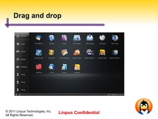 Drag and drop




© 2011 Linpus Technologies, Inc.
All Rights Reserved.
                                   Linpus Confidential
 