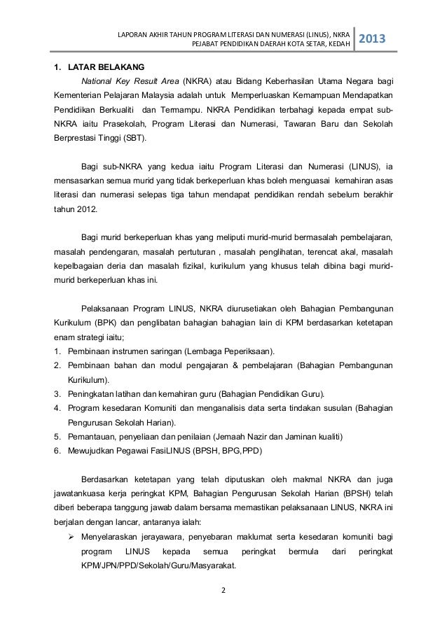Contoh Laporan Linus Akhir Tahun