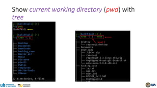 Show current working directory (pwd) with
tree
 